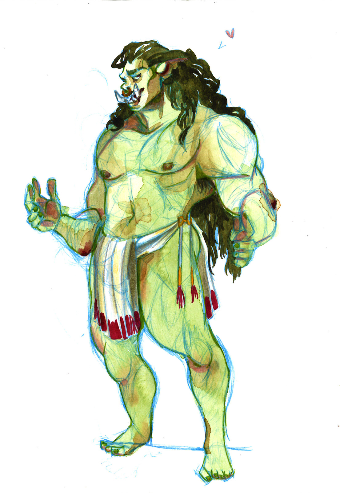 Orc OC who is totally just telling you how big the last fish he caught was. Sure. 