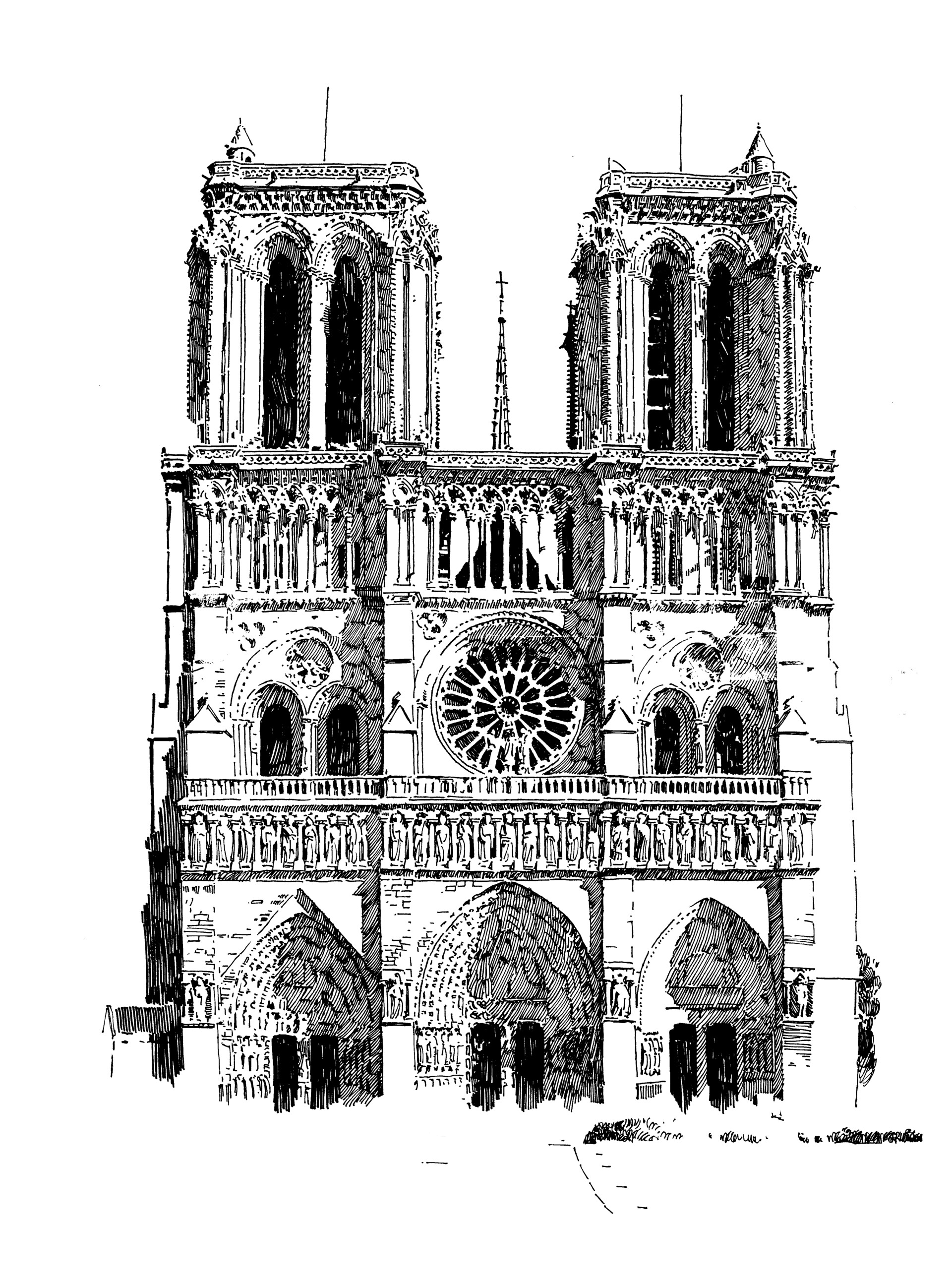 Hand drawn sketch of the NotreDame de Paris France Vector drawing  isolated on white background Stock Vector  Adobe Stock