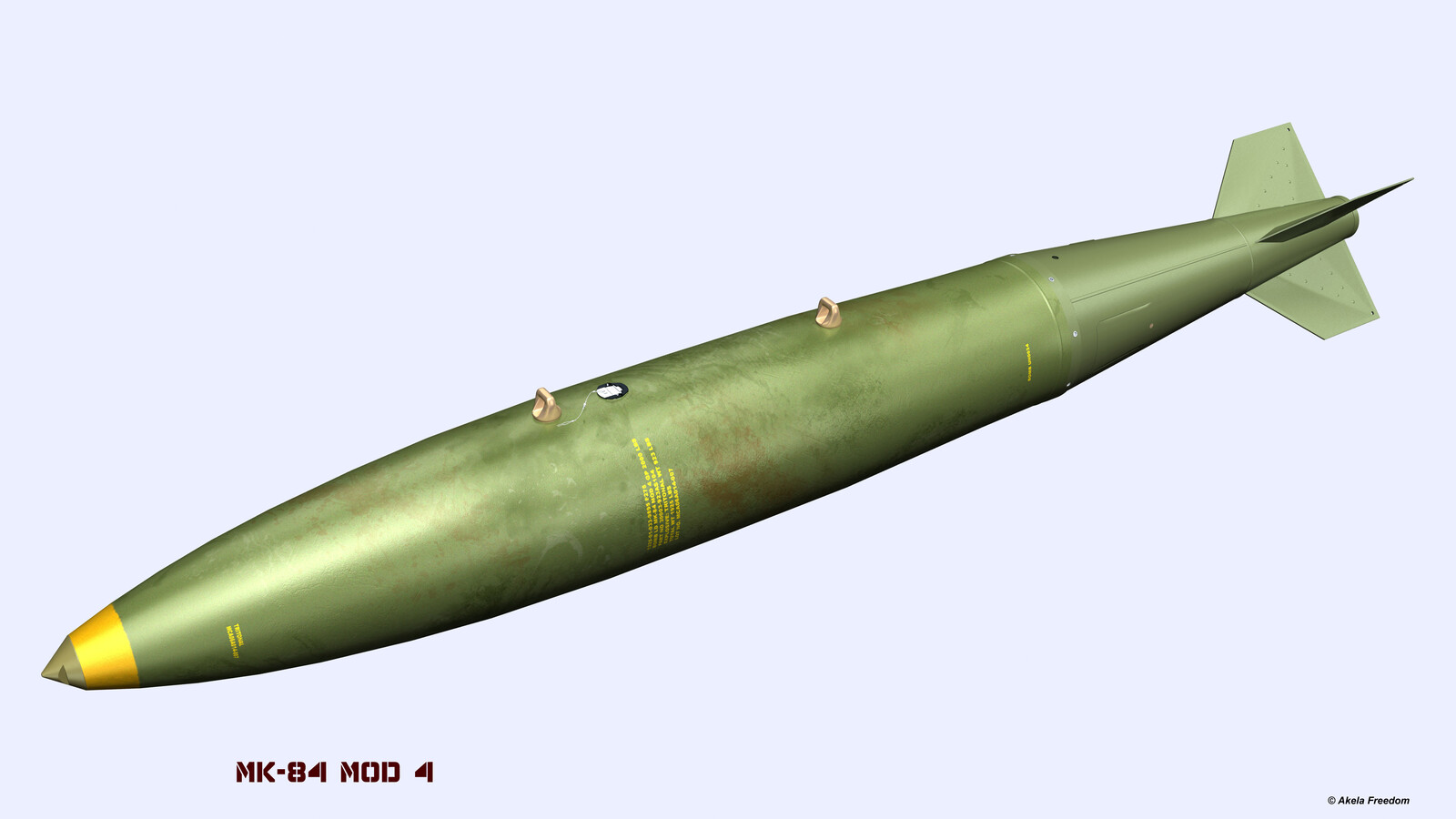 The MK-84 is the largest of the Mark 80 series. The Mark 84 is Low Drag General Purpose (LDGP) bomb and has a nominal weight of 2,000 lb (907.2 kg). MK-84 loaded with Tritonal high explosive filler.