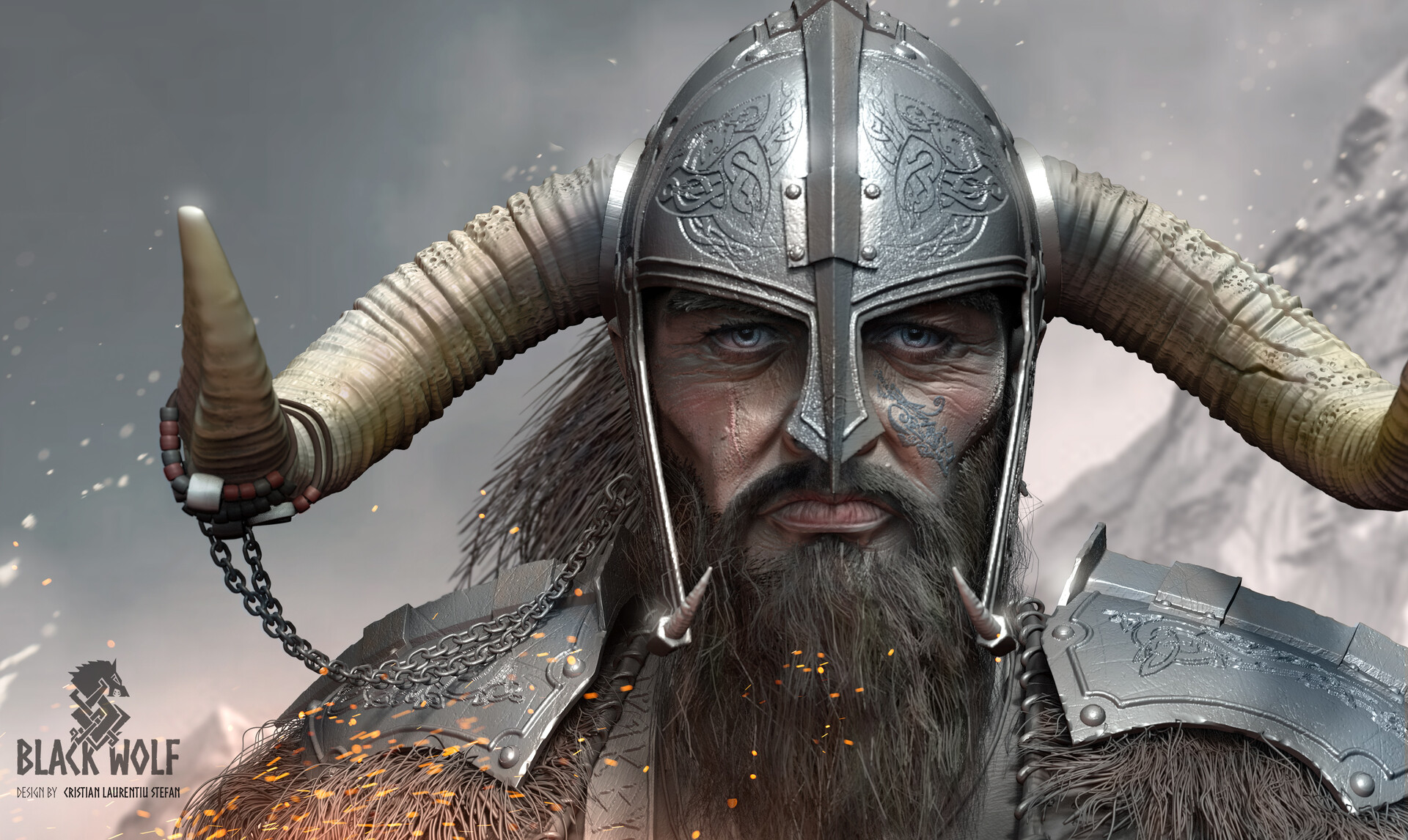 ArtStation Black Wolf Viking