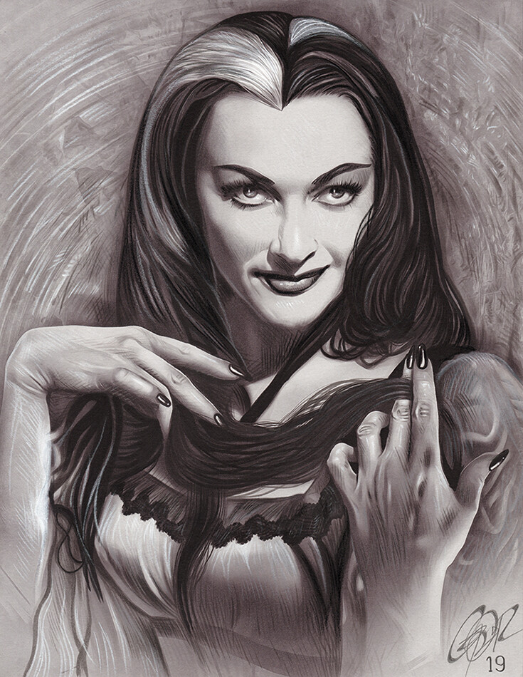 LILY MUNSTER drawing by Frederick Cooper (2019). 