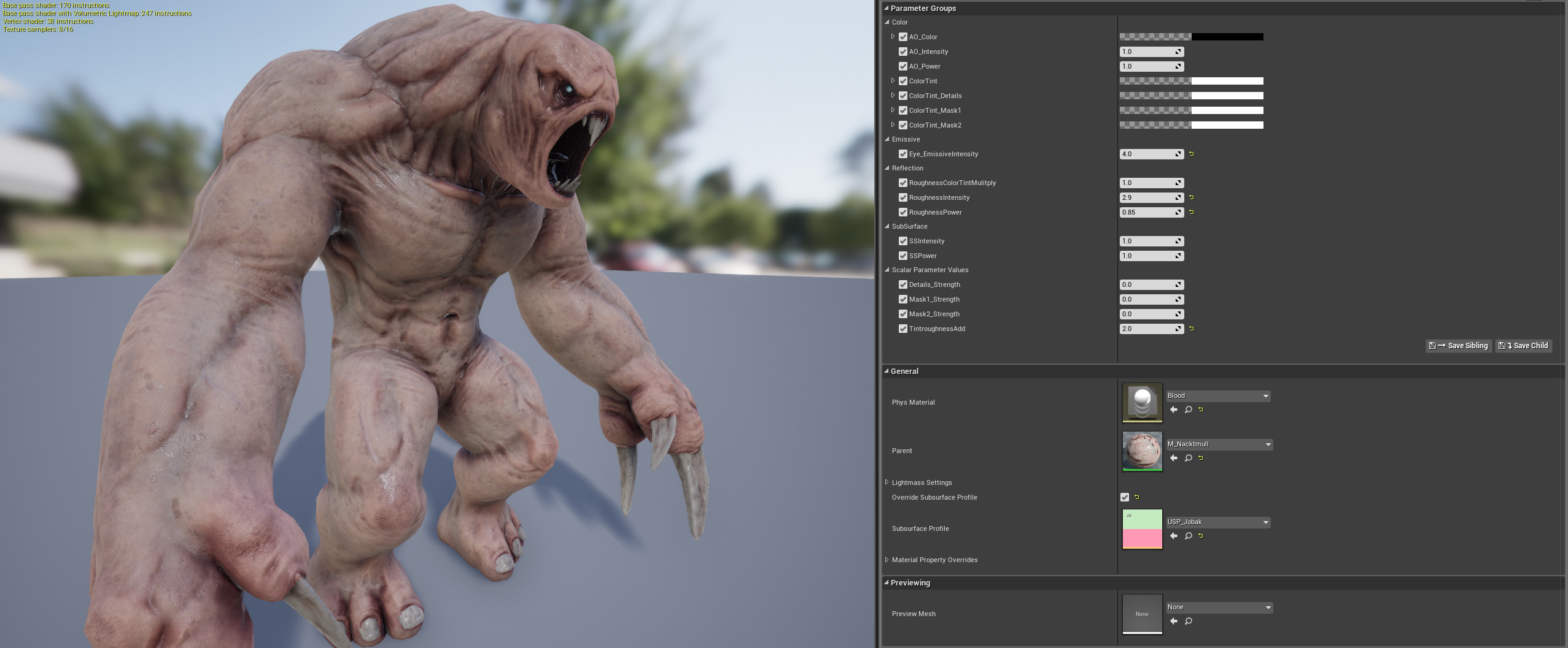 Customizable shader for prototyping different Nacktmull-types.