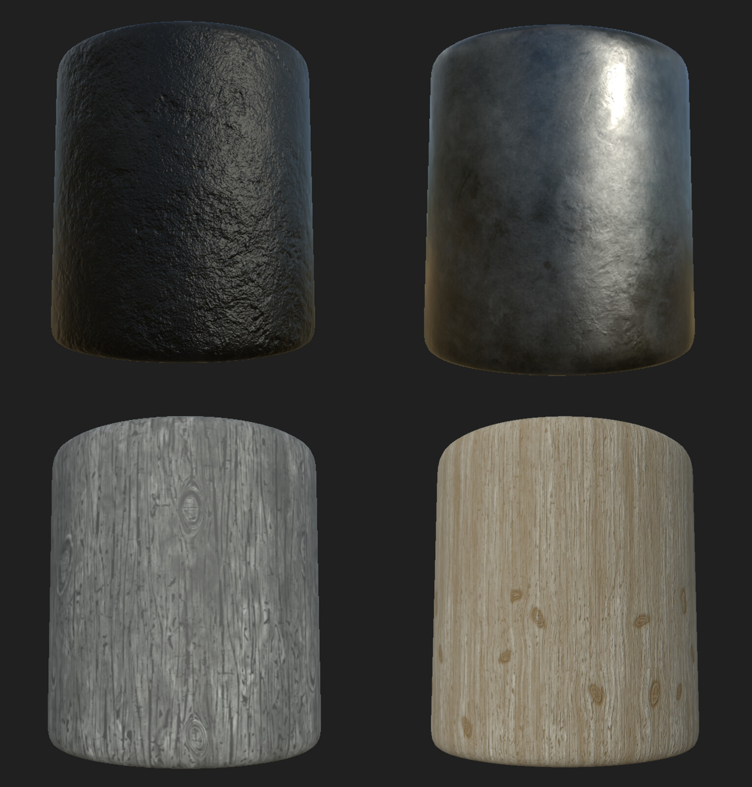 Some of the baseline materials that I used to derive all of my textures from. Made in substance designer.