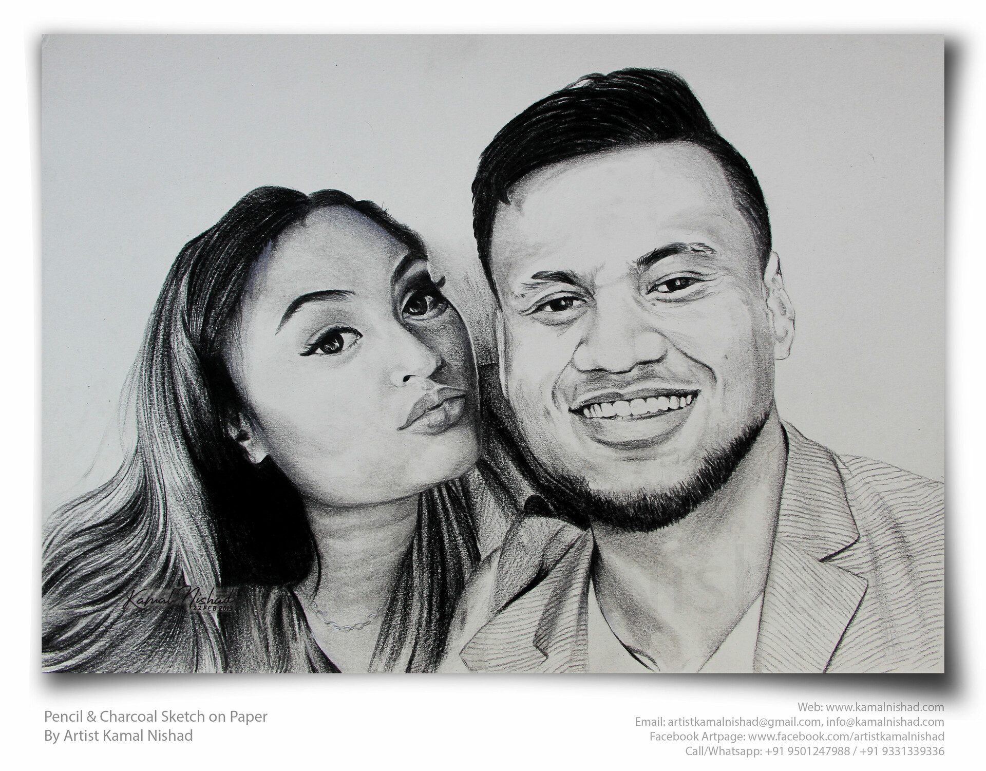 Kamal Nishad A Sweet Couple Hand Drawn Pencil Charcoal