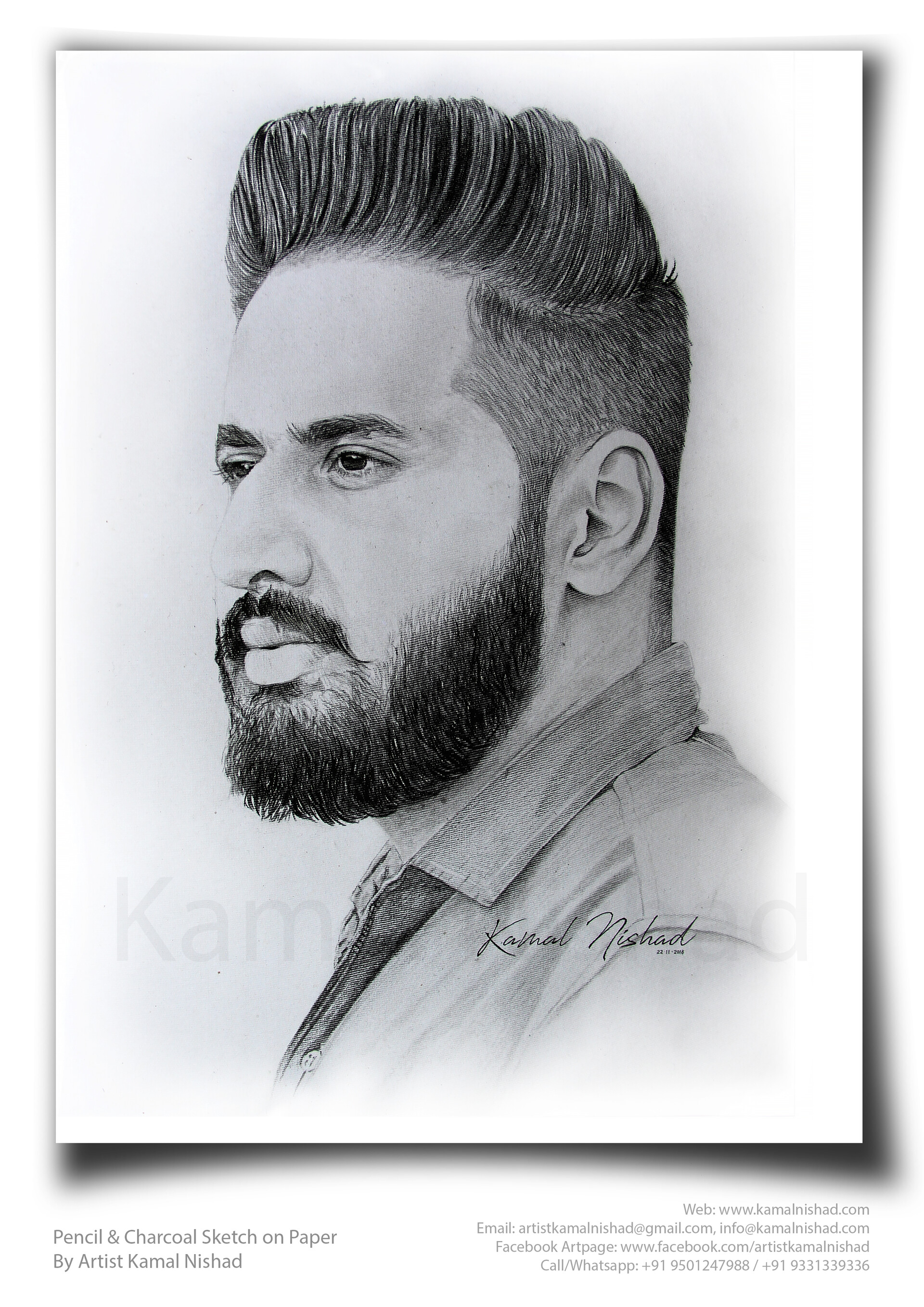 ArtStation - HANDSOME - Pencil & Charcoal Portrait Sketch on Paper by  Artist Kamal Nishad +91 9501247988_