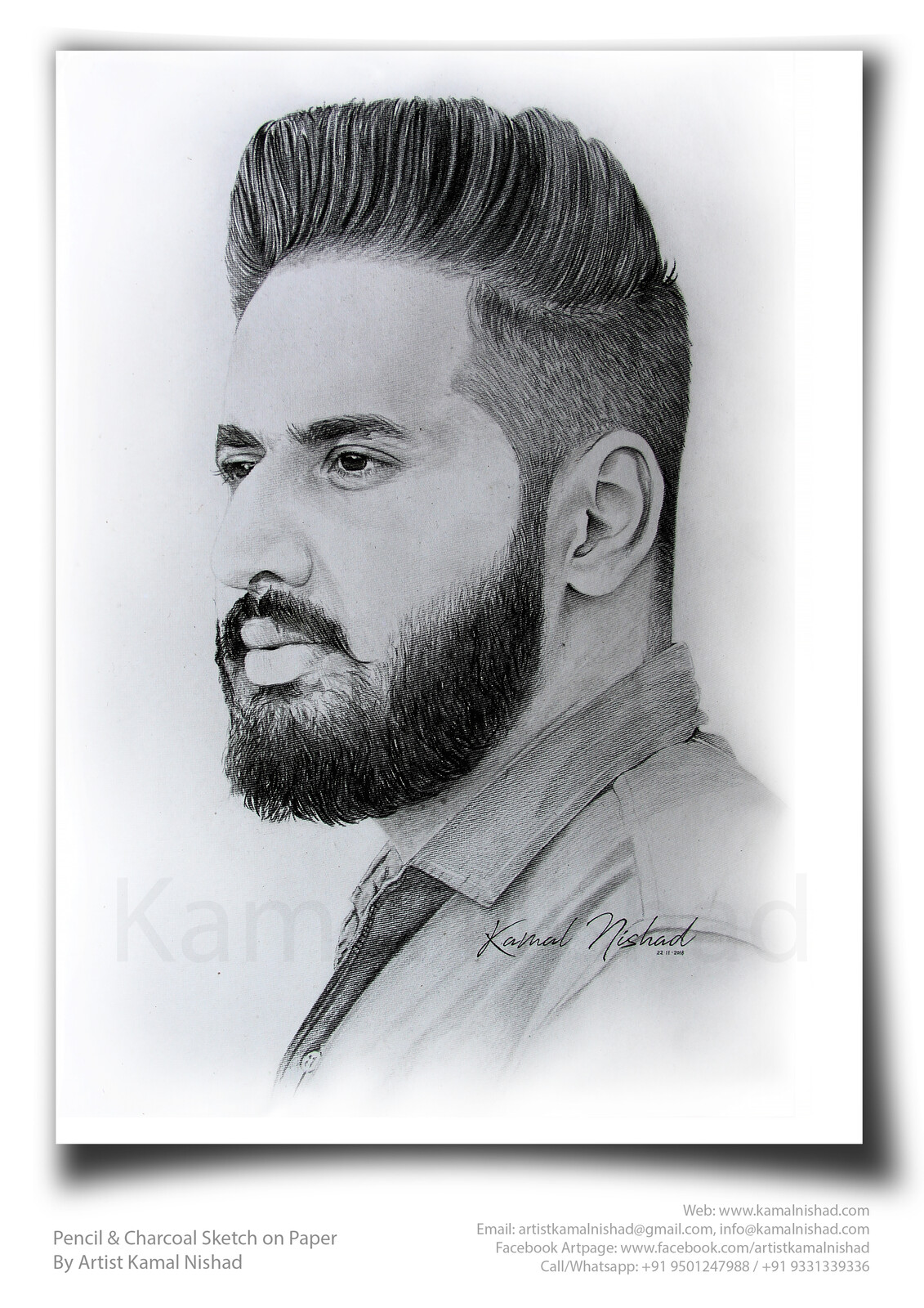 Artstation Handsome Pencil Charcoal Portrait Sketch On Paper