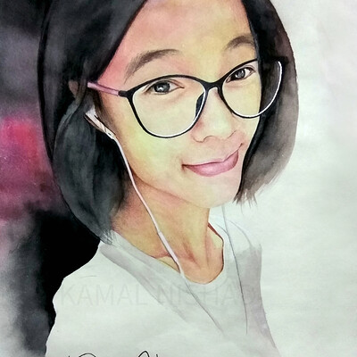 Kamal nishx water color painting portrait of a chinese friend r by artist kamal nishx 91 9501247988