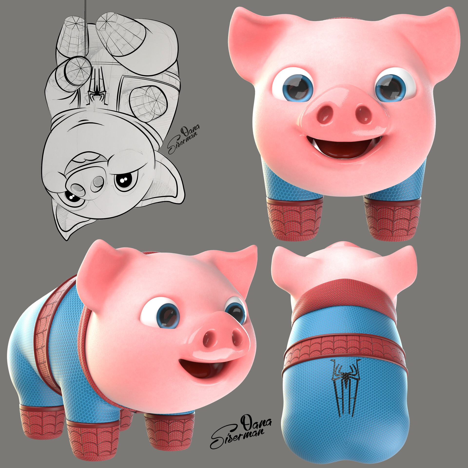 Artstation Piggy Character Design Siserman Oana Alexandra - spider piggy game roblox