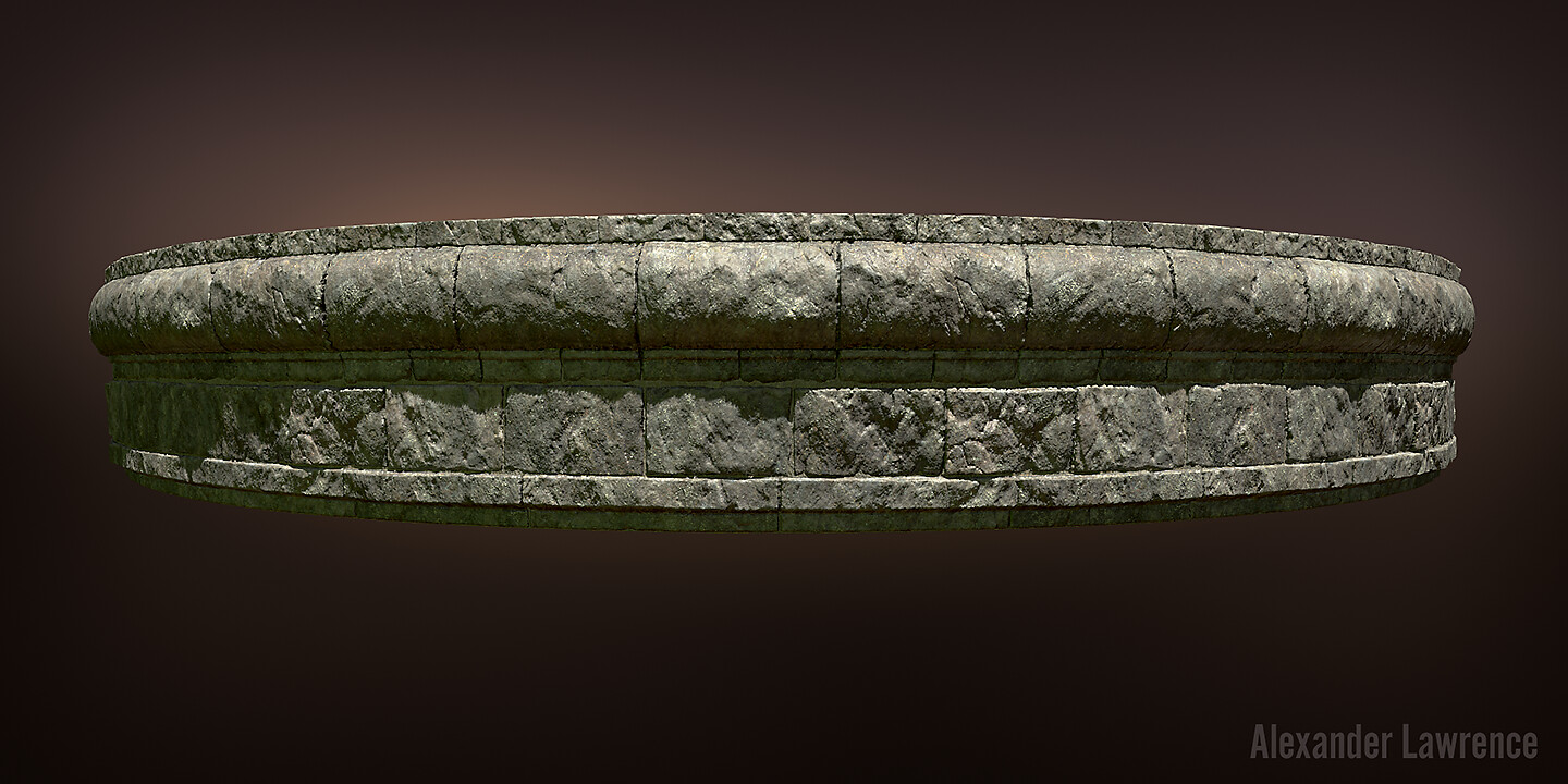 Trim sheet for stone walls and certain other features, like the chapel windows. The blocks were sculpted in ZBrush, then the height map was taken to Substance Designer to make the other maps.