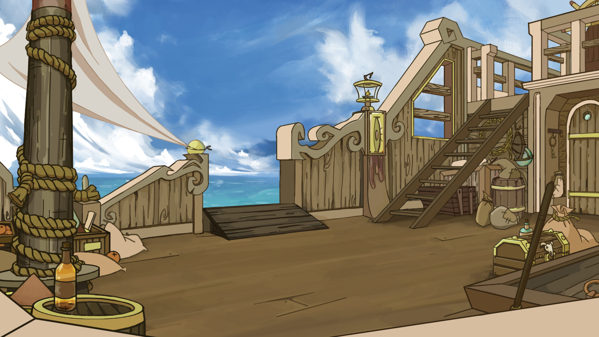 Pirate Ship Cartoon Background