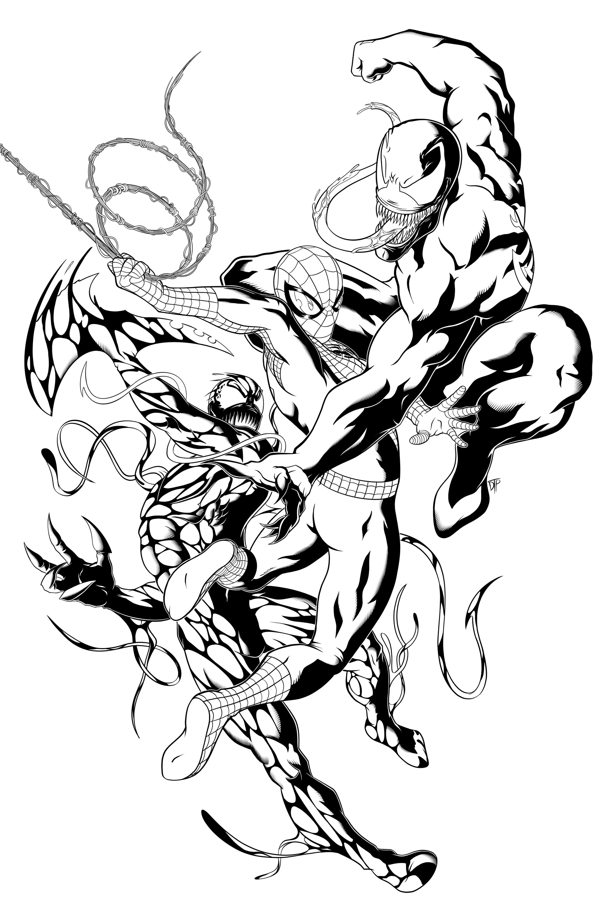spiderman vs venom vs carnage drawing