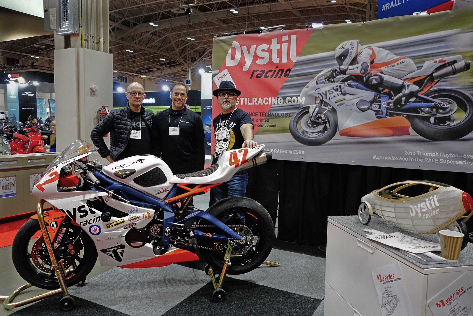 Racer, Designer, Miles Keller, Vince Genova and Myself at the show. 