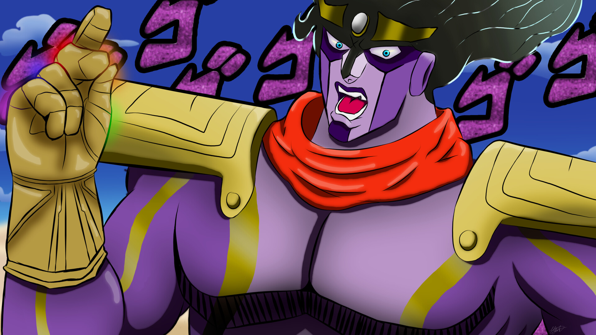 An amazing idea of mixing Star Platinum and the Infinity Gauntlet, I'm...