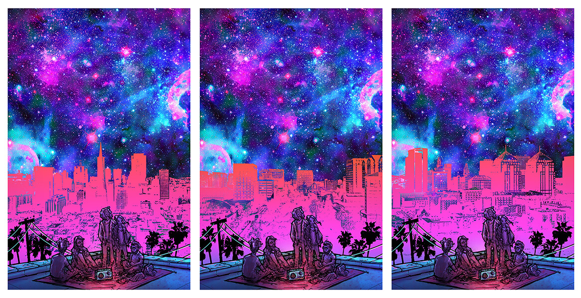 City variations (SF, Oakland, San Jose) done for localized promotional posters