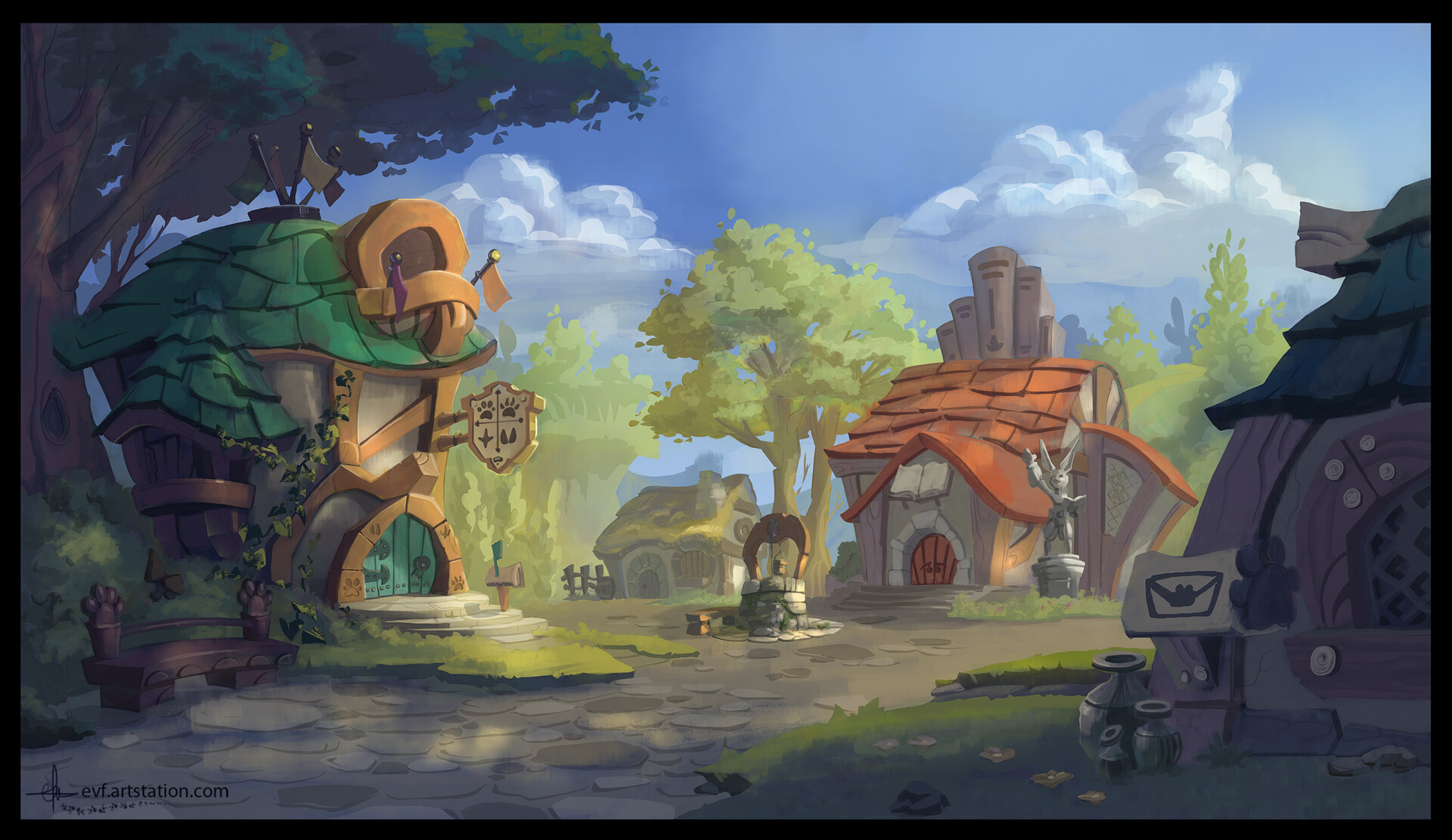 Artstation Concept Art For Secret Studio Stylized Medieval Village Emilie V F,Haikyuu Logo Black And White Png