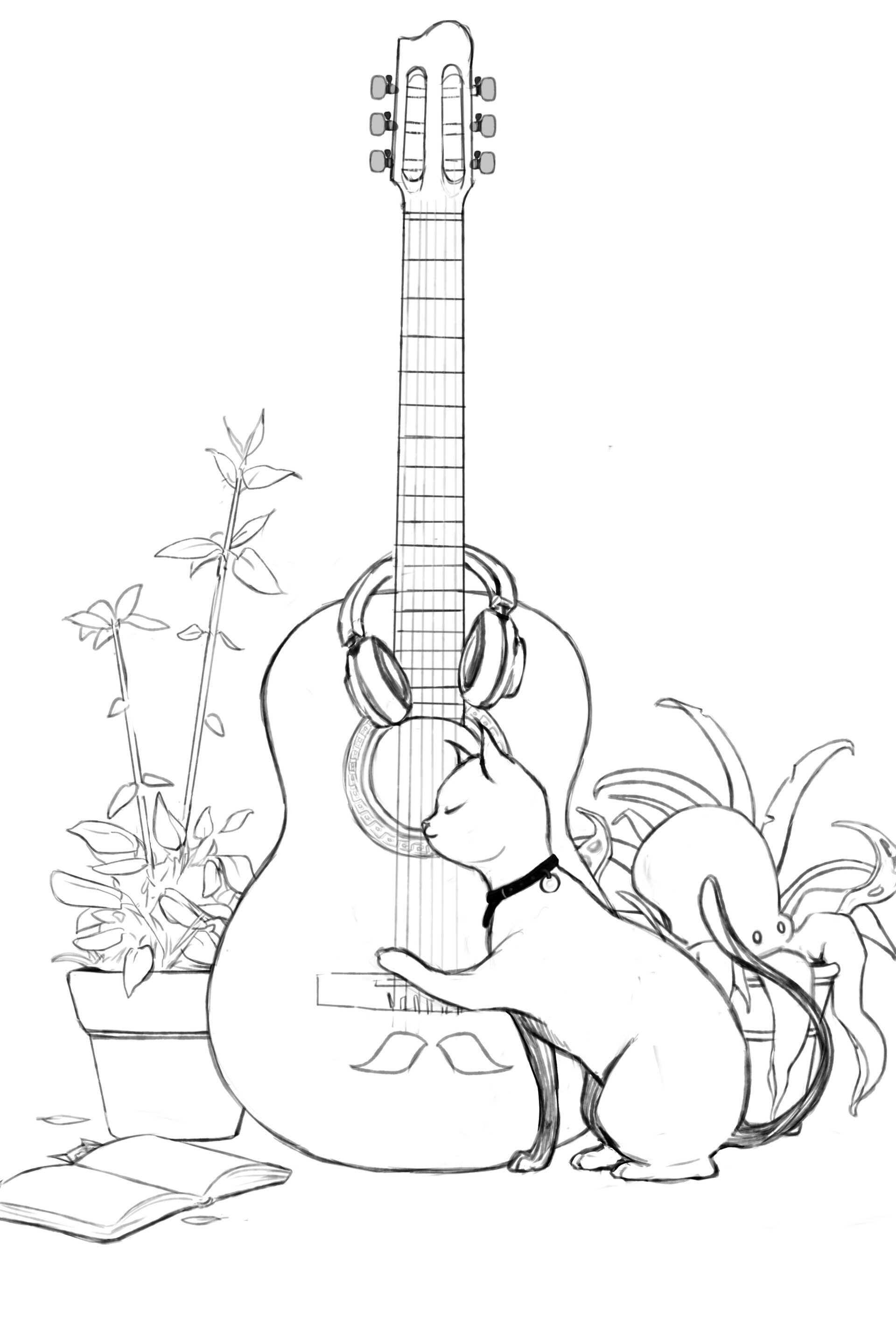 Artstation A Cat Playing Happy Birthday On The Guitar Nichol