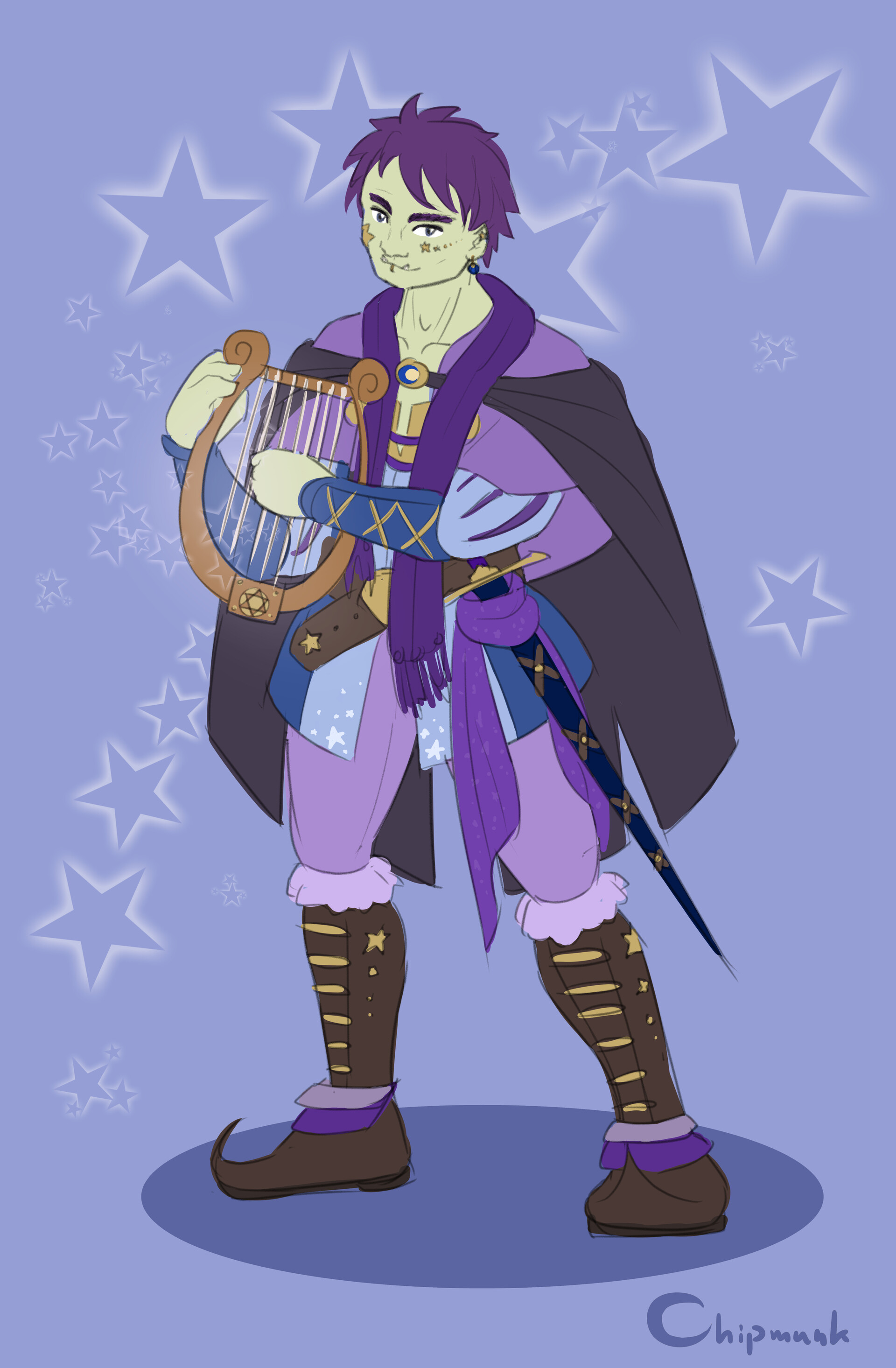 Johanna Remus The Star Half Orc Bard Character Art Commission art my lovely bard, jade of highgarden. johanna remus the star half orc