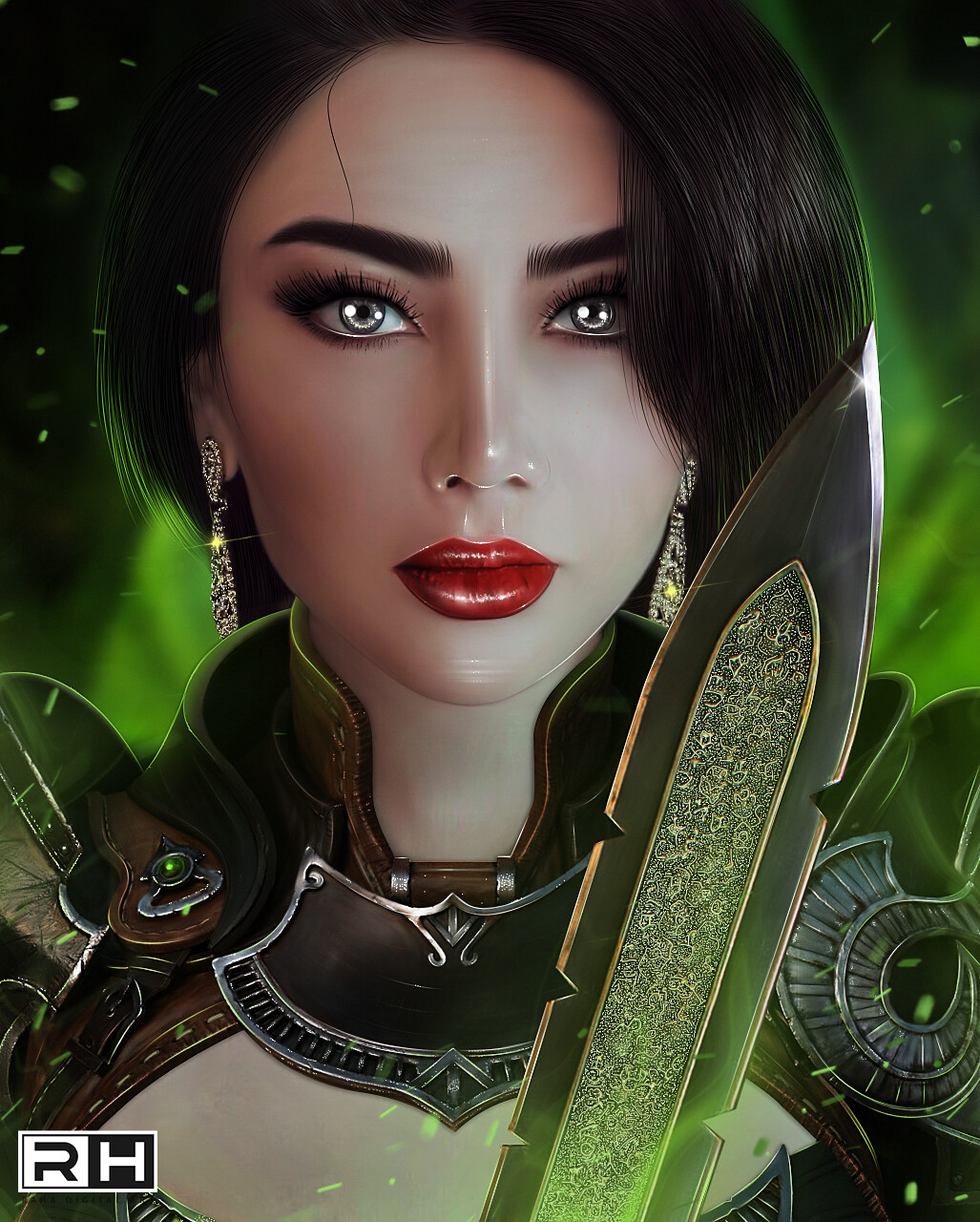 Artstation Dark Girl Raha Digital Art,Flower Painting Sketch Easy