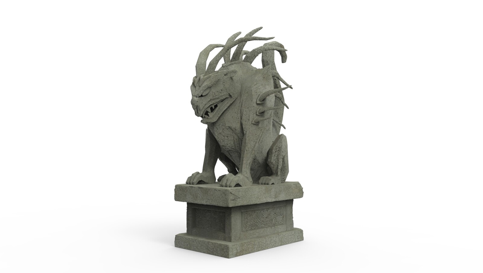 Environment piece - Foo Dog style A.  Rendered in Keyshot.  After I finished the Troll the director Nick Losq kept me on and had me do some environment pieces.  ZBrush sculpt, Topogun retopo and Maya UV layout.