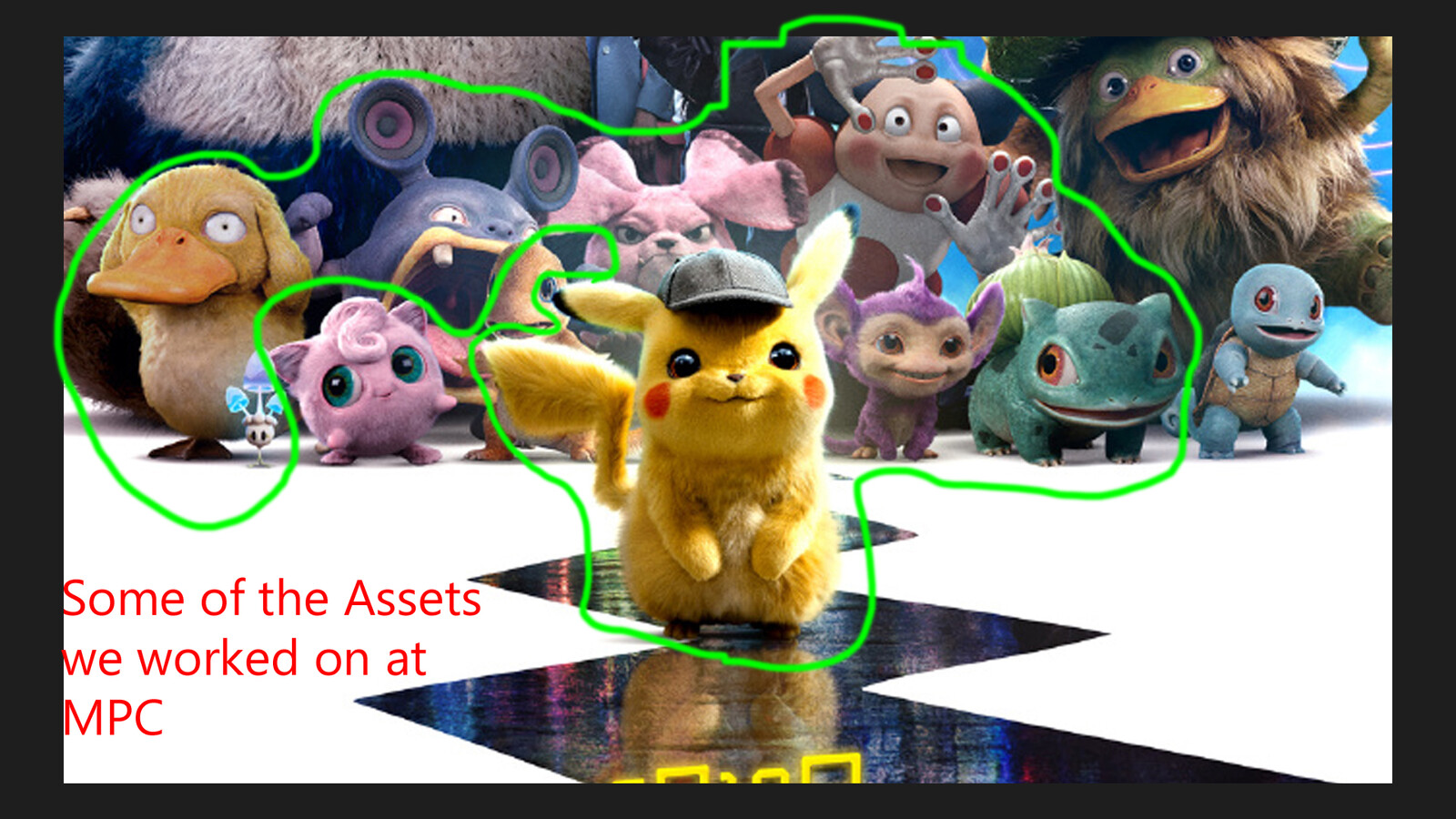Highlighted are a few of the characters that where worked on at MPC. 