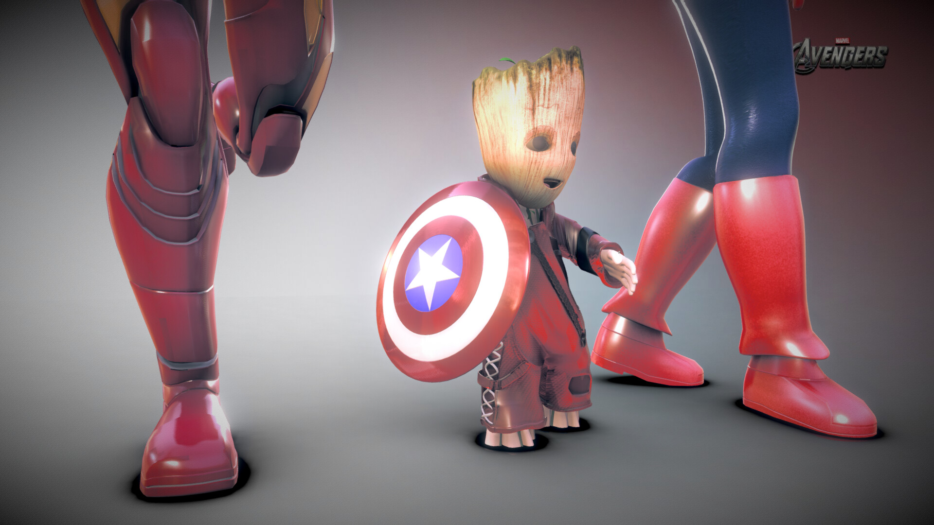 iron man baby groot and captain marvel