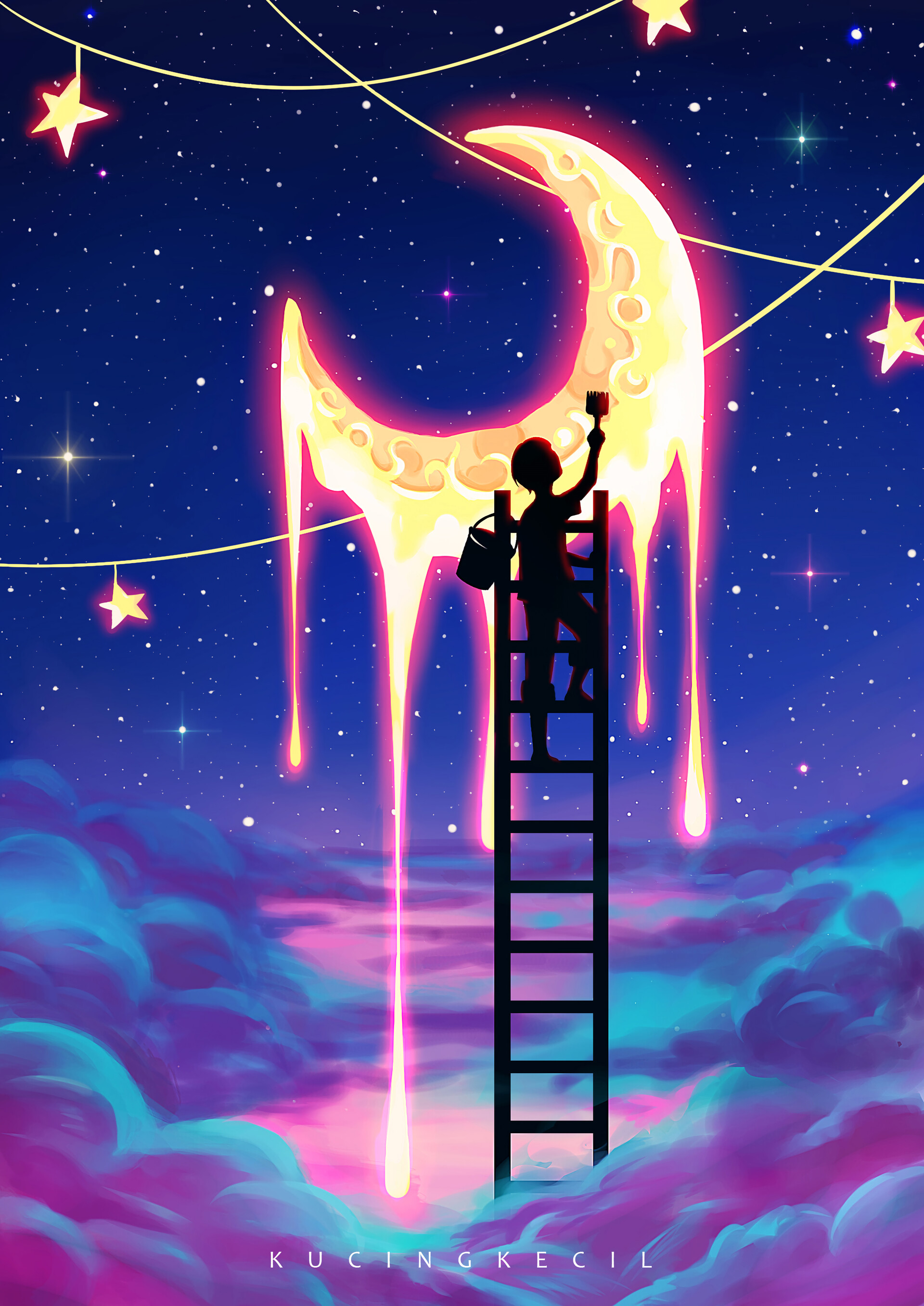 Artstation Paint The Moon Kucingkecil Cabin