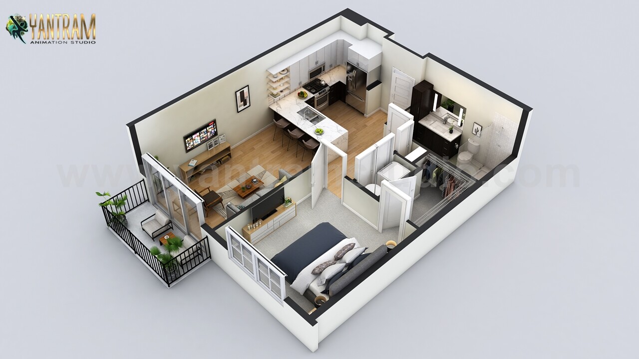 Artstation Small Residential Apartment 3d Floor Plan Rendering