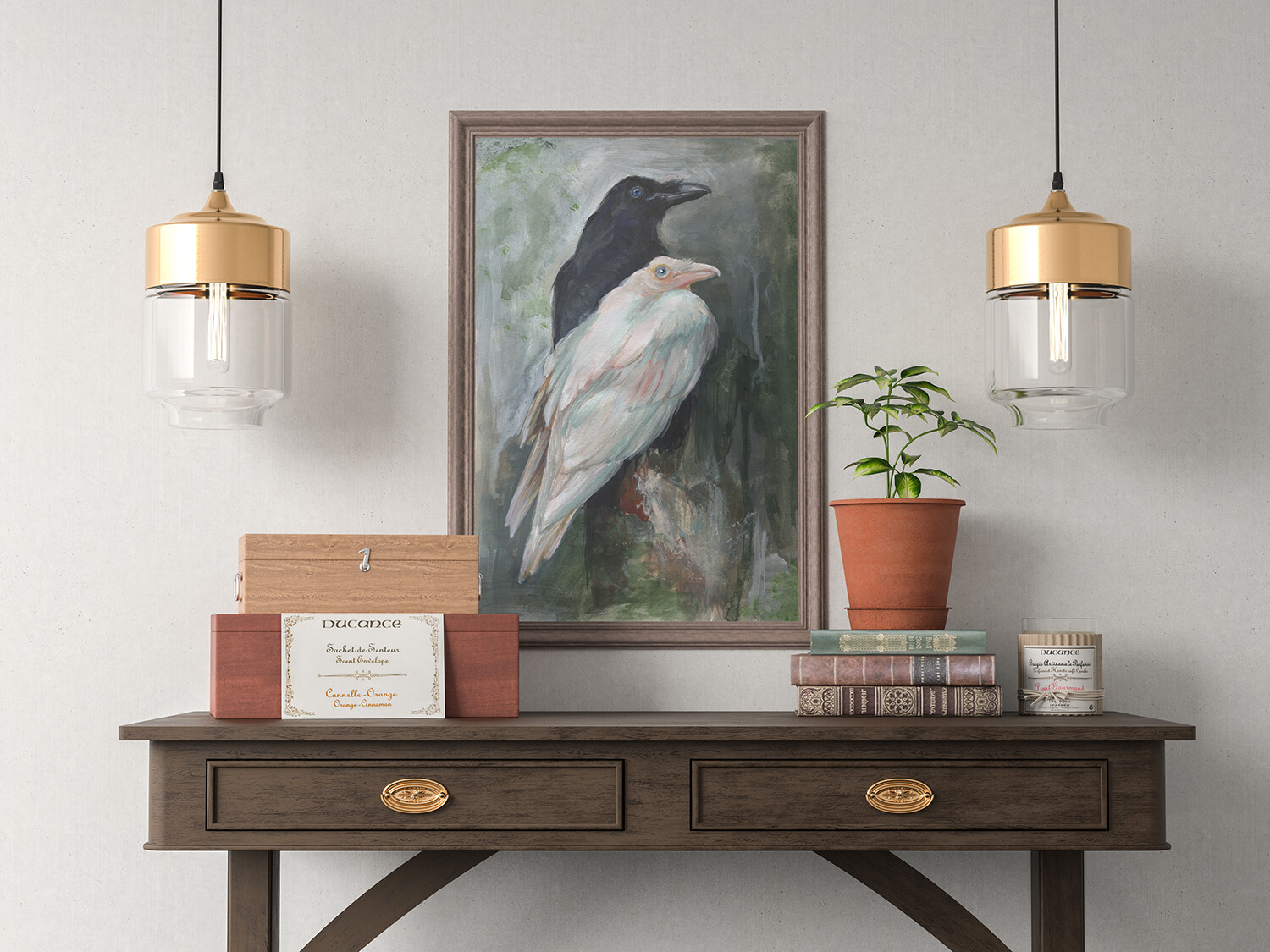 Two Ravens. Acrylic painting