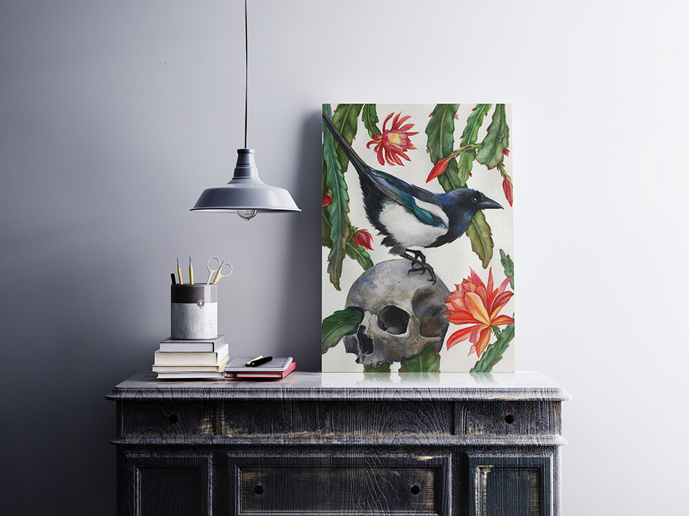 Magpie and Epiphyllum. 