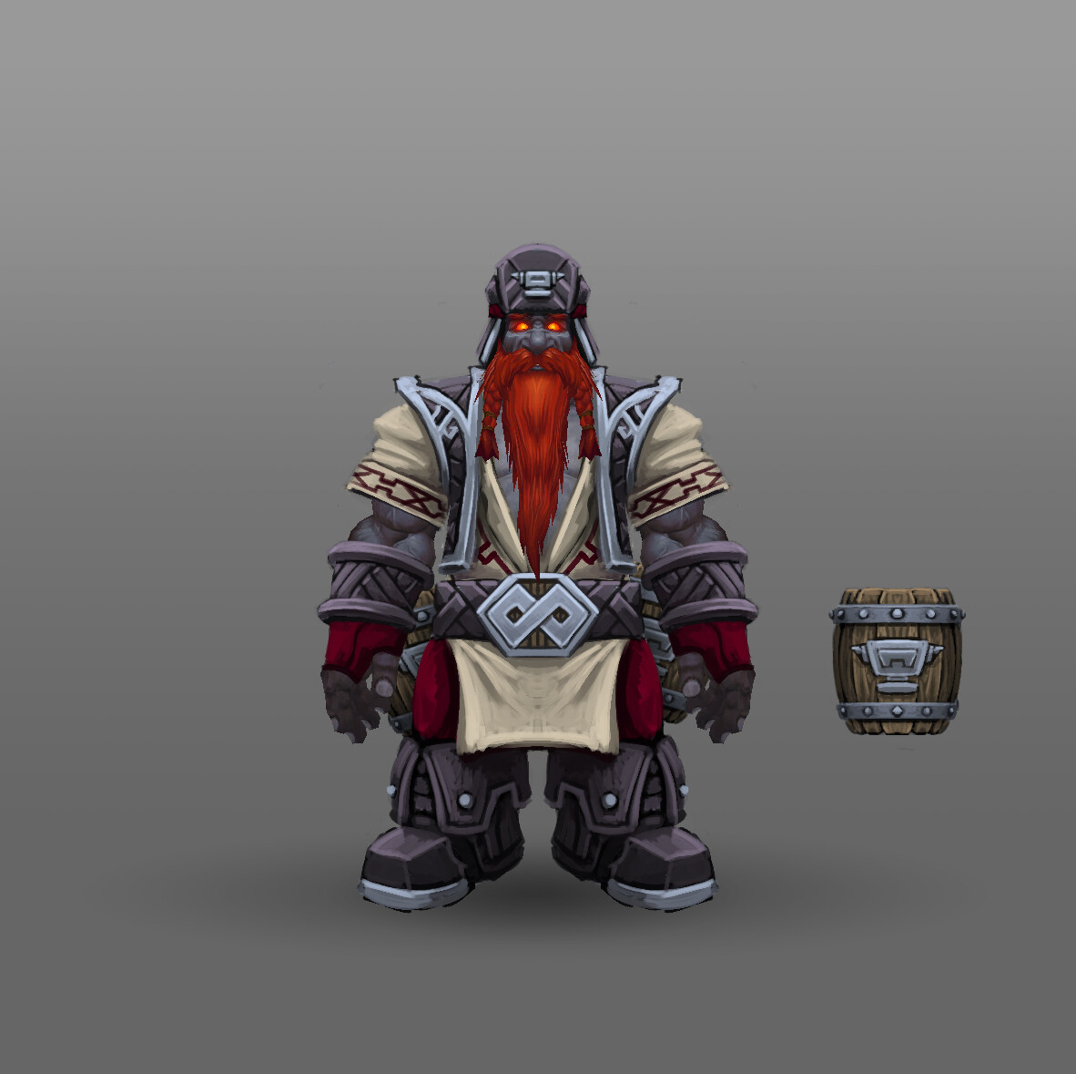 Monk
To give the dark iron monk a unique spin, I went for an innkeeper theme. I wanted to avoid a brimmed hat, so I tried out the 