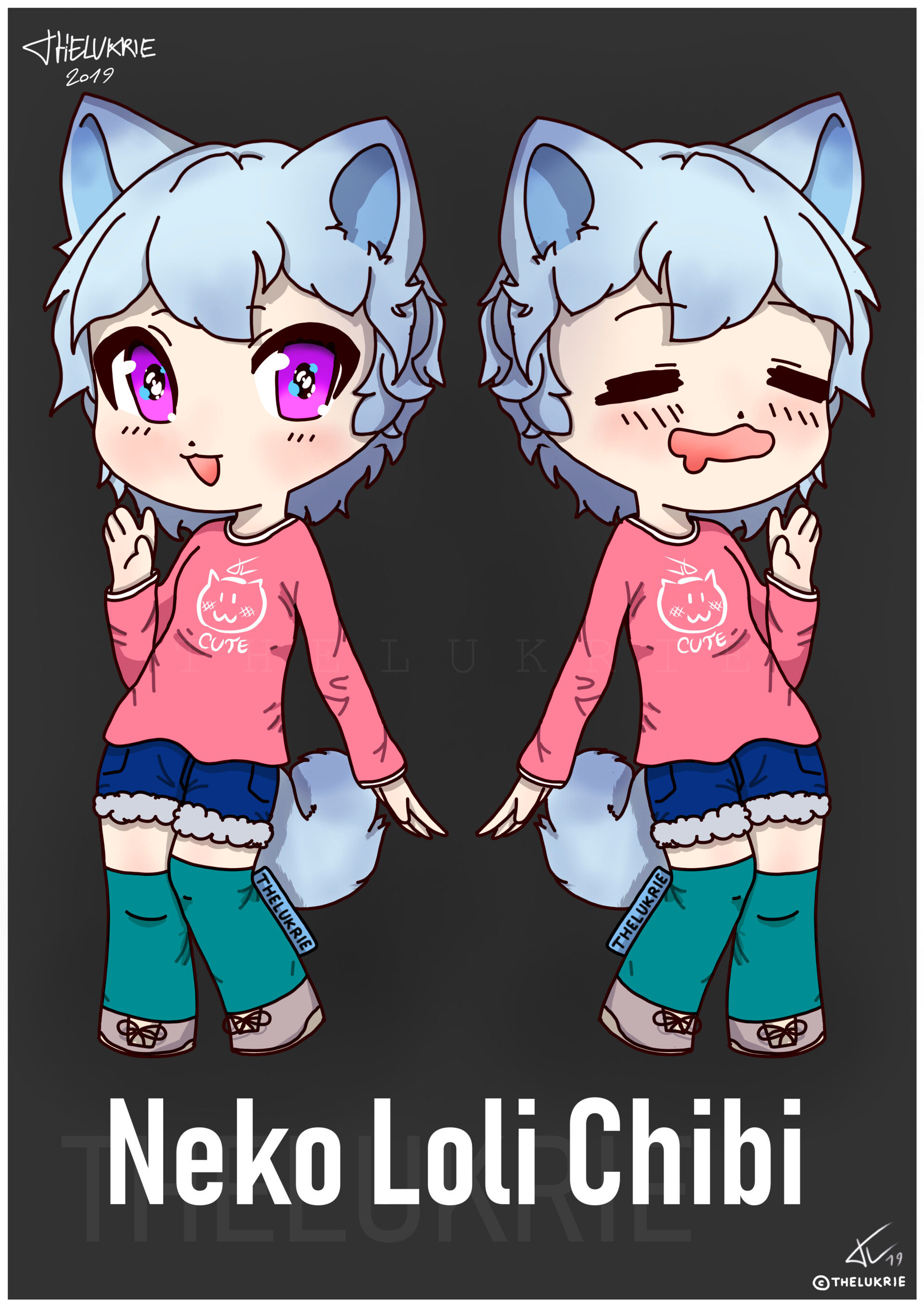 Artstation Neko Loli Chibi Charm Design Tl The Lukrie,Galaxy Lonely Beautiful Anime Girl Wallpaper
