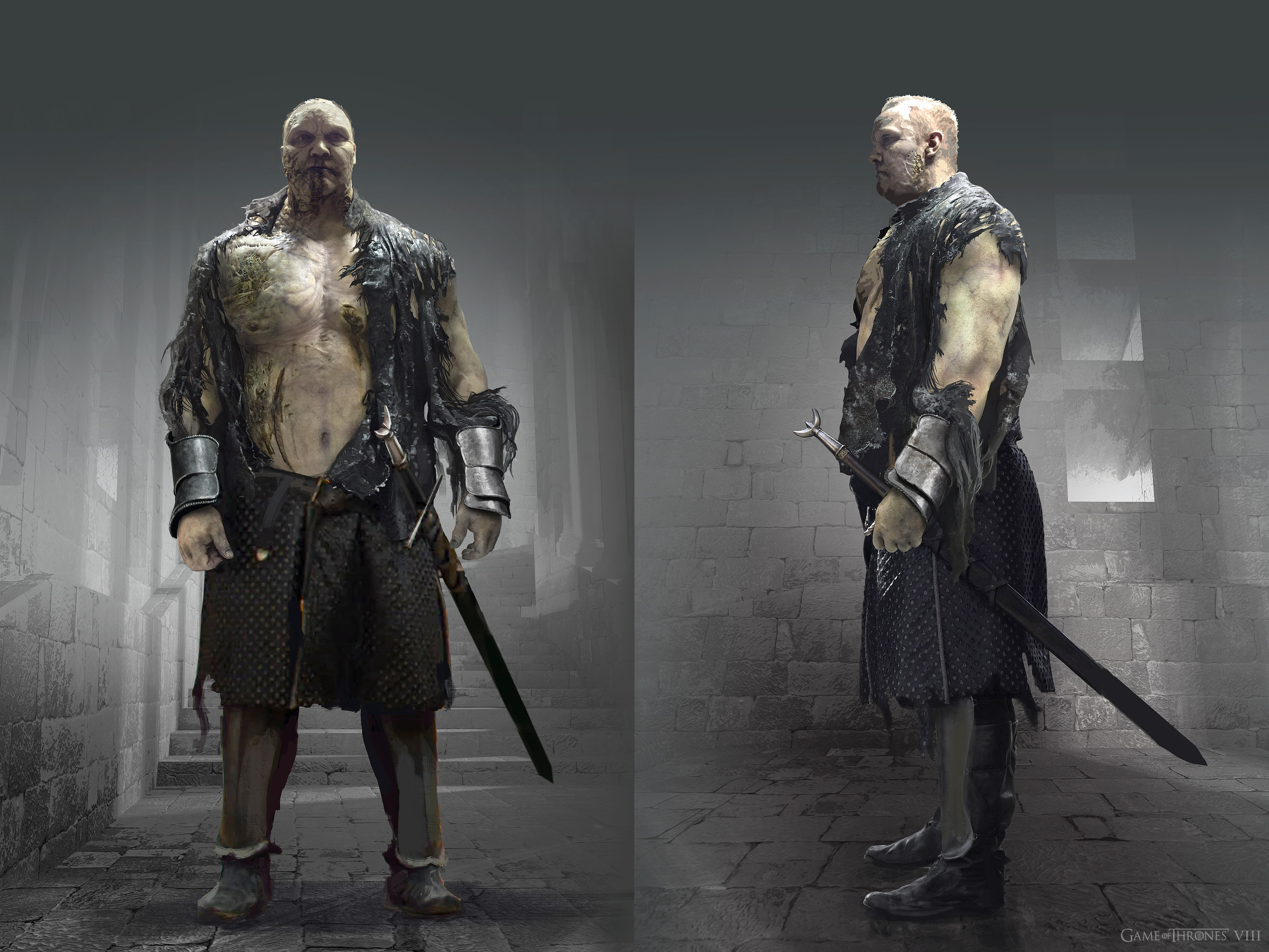 Working with Producer Bernie Caulfield I produced this concept for how The Mountain would look after tearing off his Armour