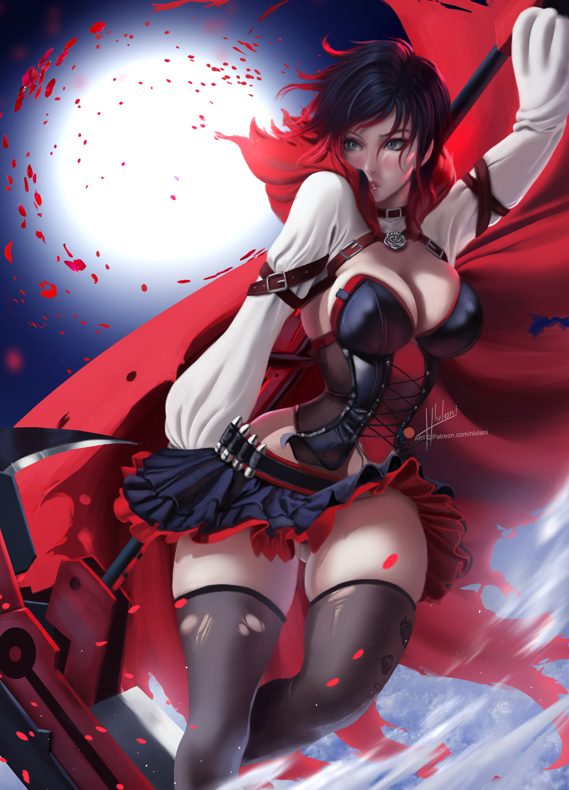 My take on an older version of Ruby, a RWBY fanart pin up piece. 