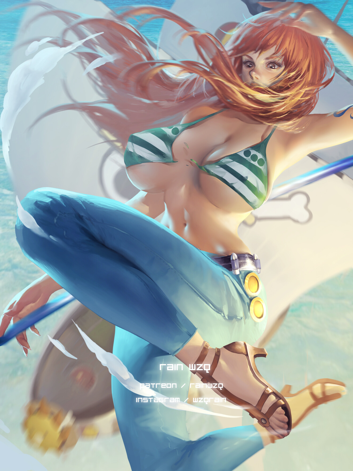 Artstation Onepiece Nami Fanart Rain Wzq