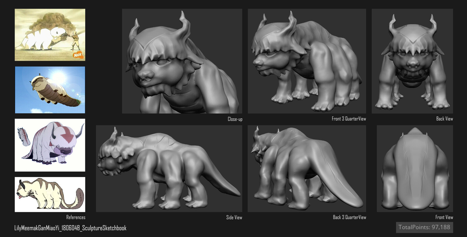 Artstation School Project Sculpture Of Appa The Flying Bison Subject Cute Cartoon Creature Lily Gan You can print these 3d models on your favorite 3d printer or render them with your preferred render engine. sculpture of appa the flying bison