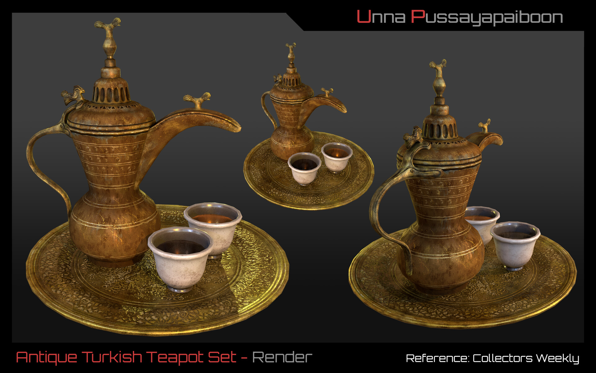 ArtStation Antique Turkish Teapot Set