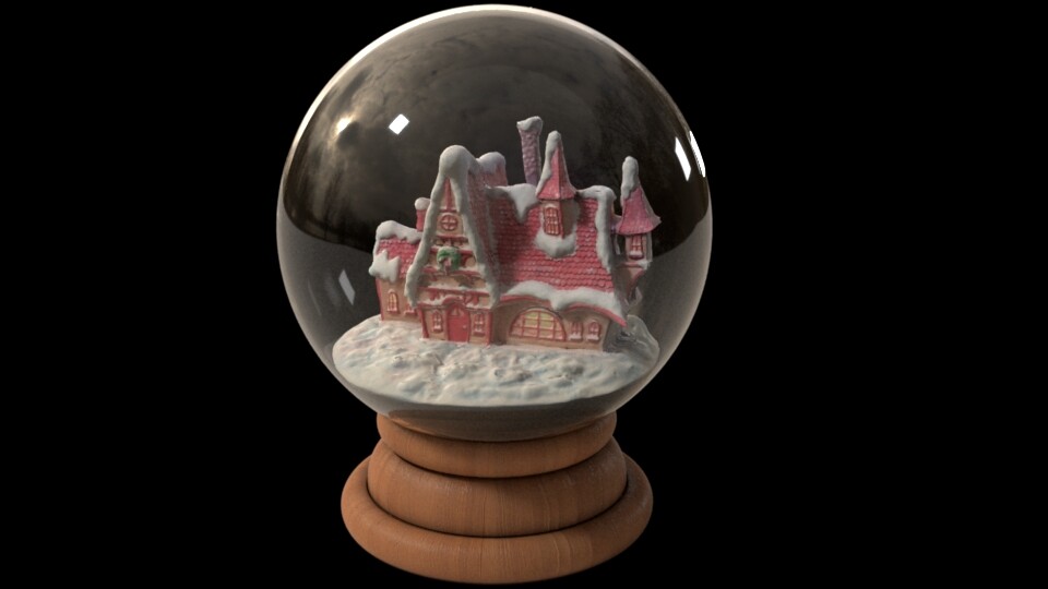 I then sculpted some new snow that complemented the snow globe asset (which was modeled by Kendall Nelson). The scan fits very nicely!