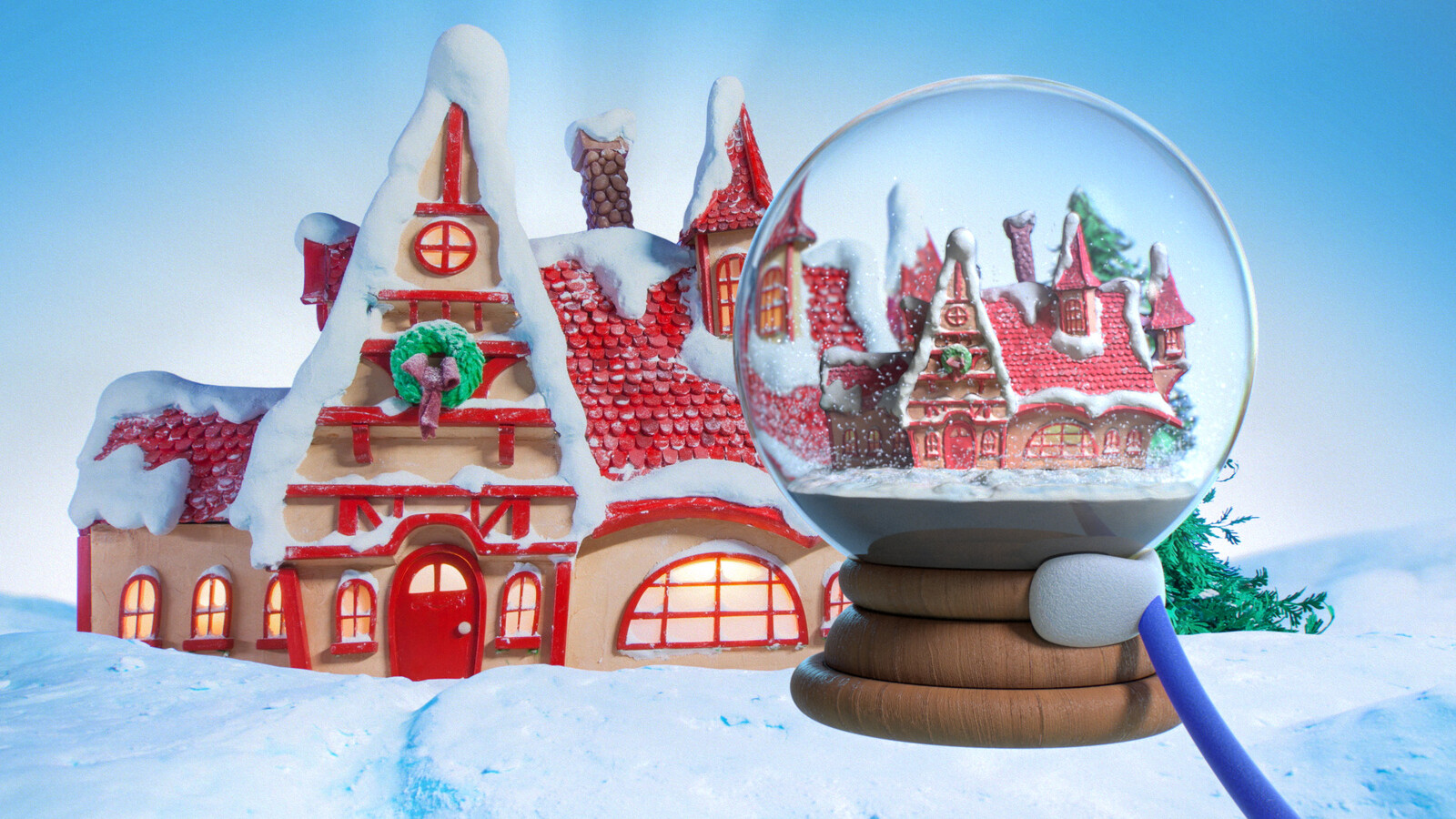 The director wanted a perfect replica of the practical set inside of the snow globe.