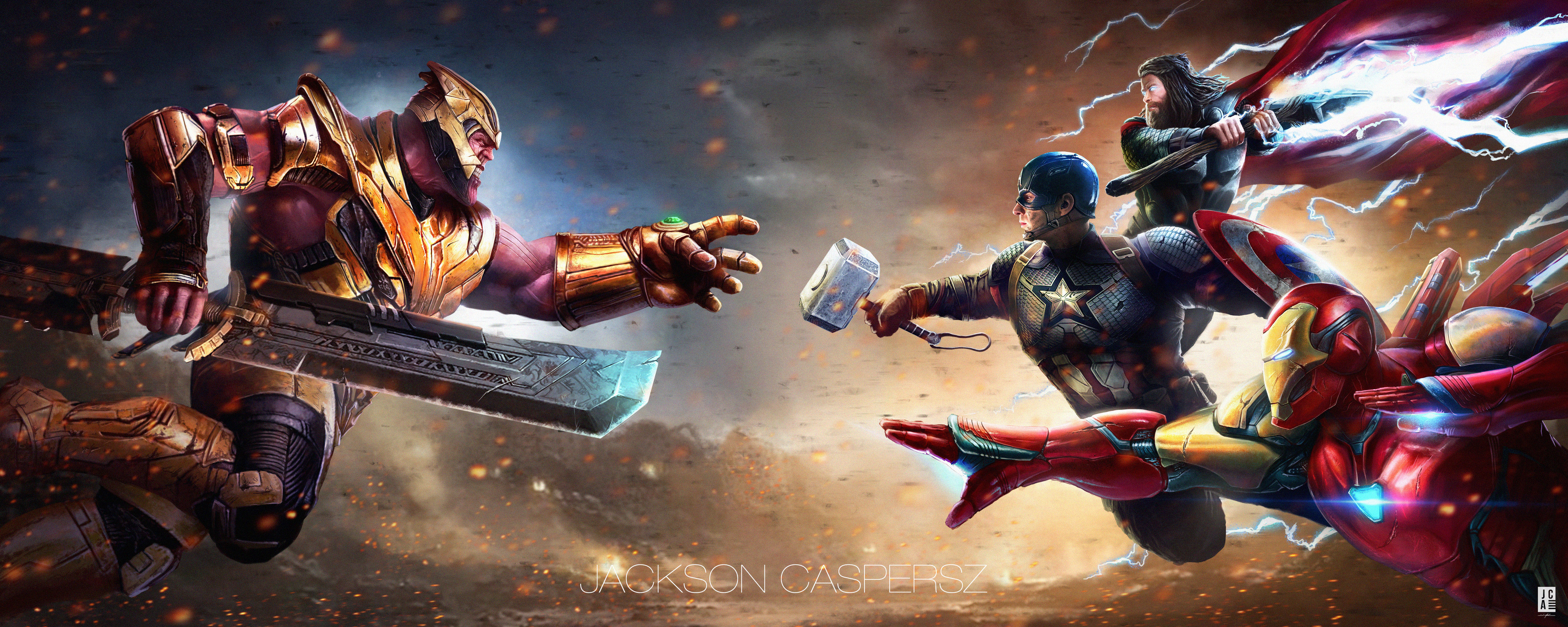 ArtStation   Ironman, Cap and Thor vs Thanos