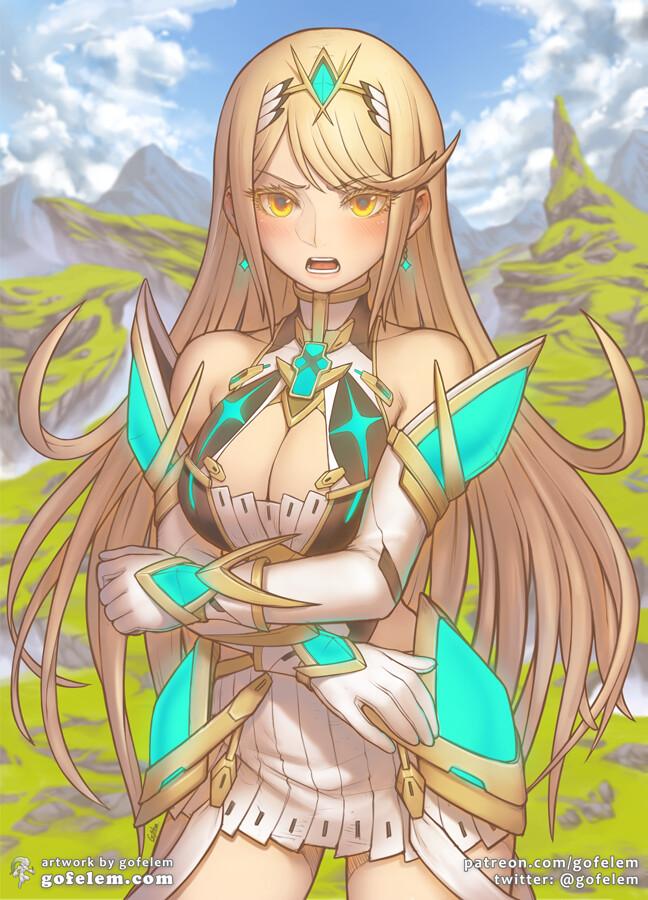 Mythra fanart(Xenoblade Chronicles 2). Base on a cutscene from the game ......