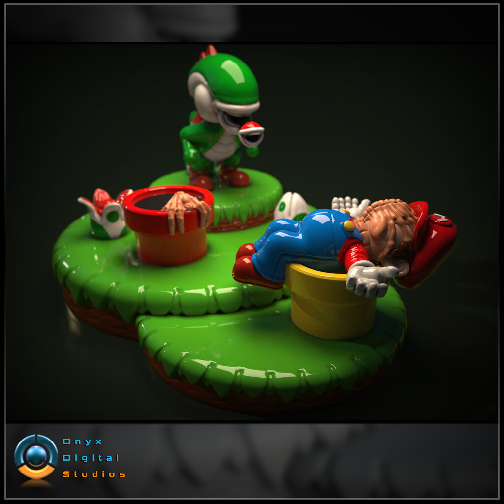 Artstation 3d Printable Yoshi Aliens Mashup Diorama John Humphries