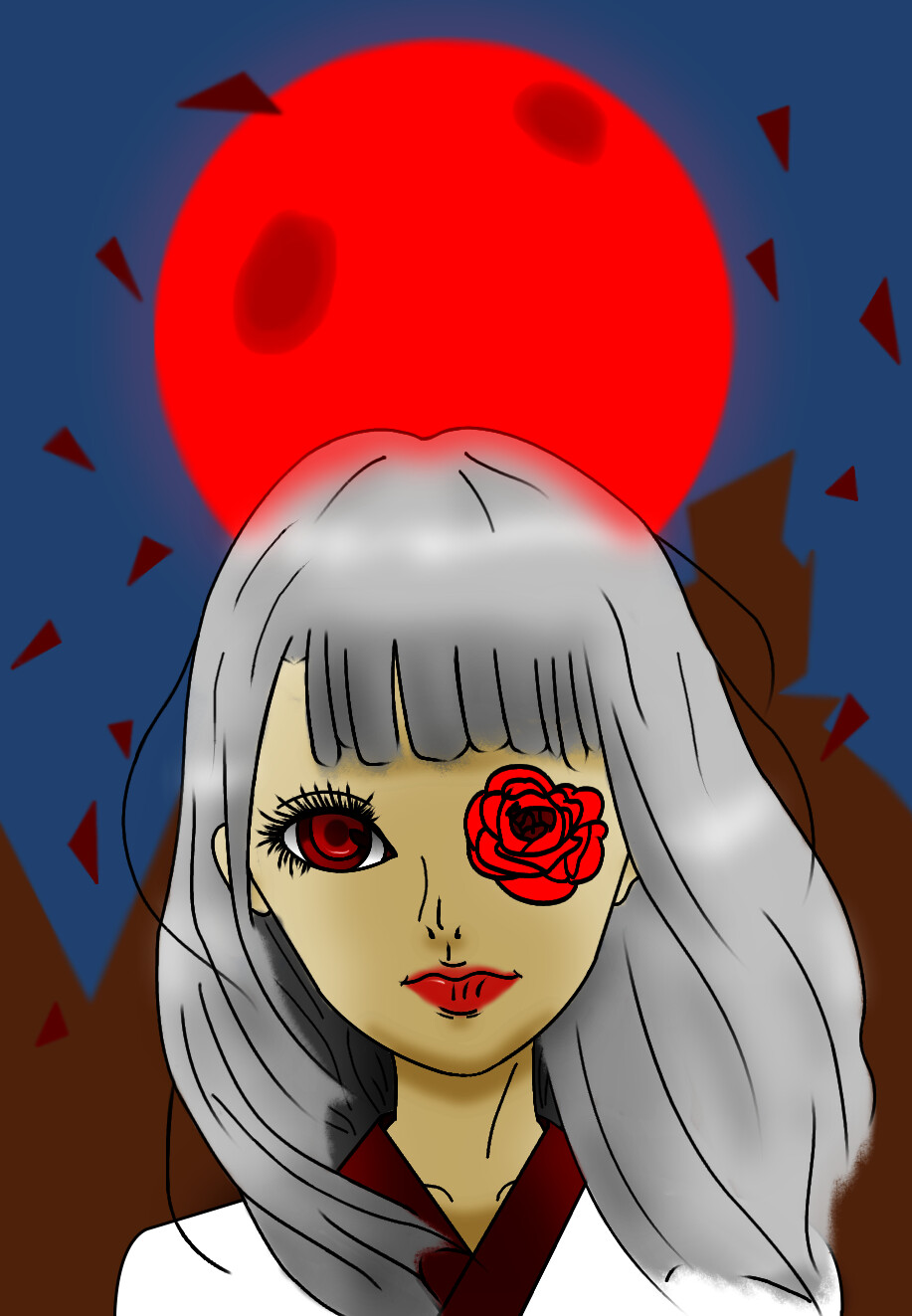 Amarendra prajnasatya white haired girl old drawing redraw 