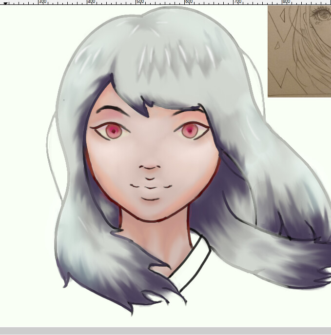 Amarendra prajnasatya white haired girl old drawing redraw 