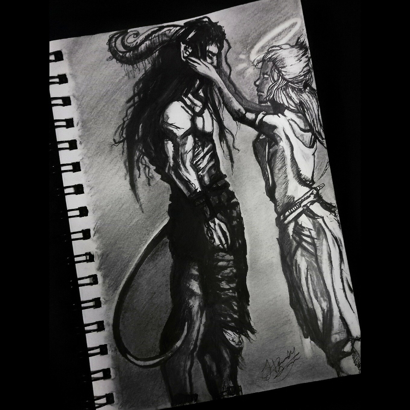 angel and demon love drawings