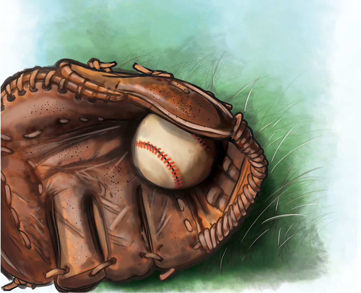 Ball in glove digital painting