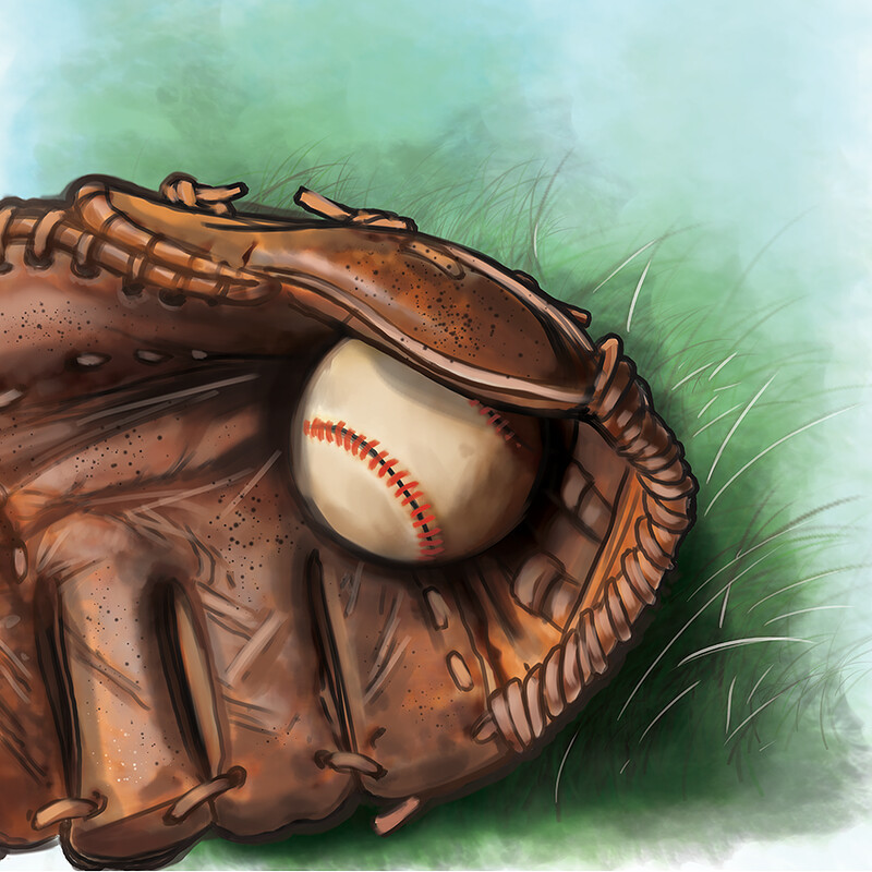 Ball in glove digital painting