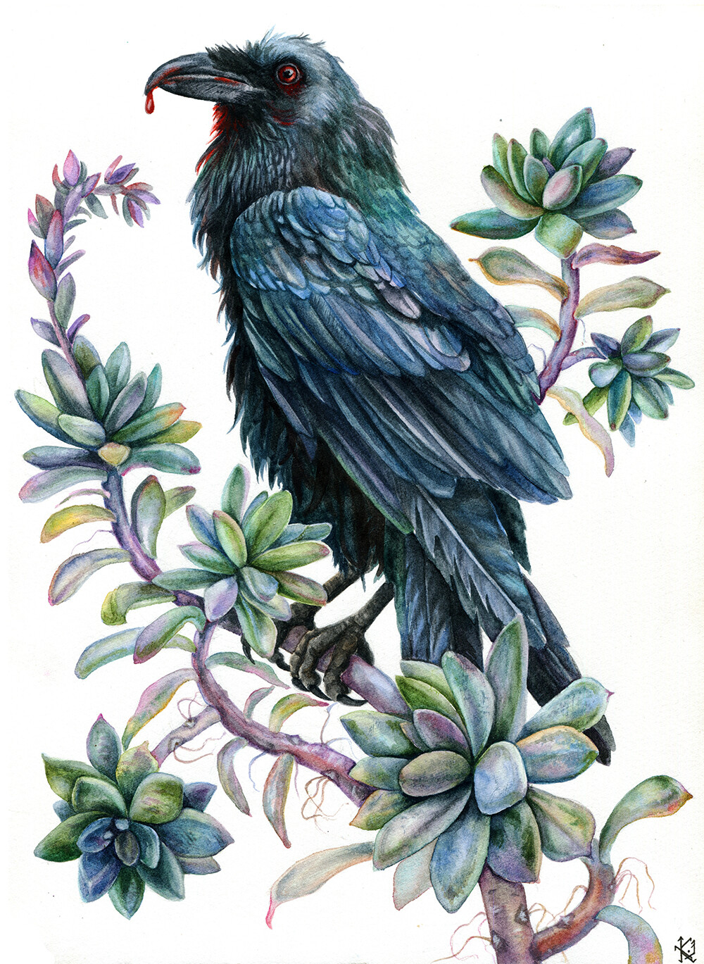 Huginn &amp; Muninn, watercolor on paper 9"х12" each.