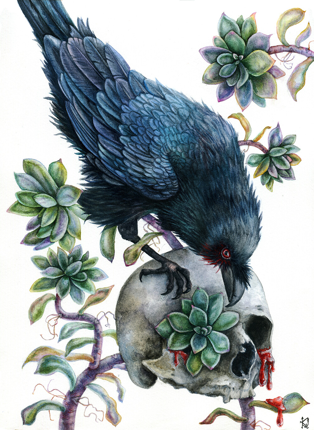 Huginn &amp; Muninn, watercolor on paper 9"х12" each.