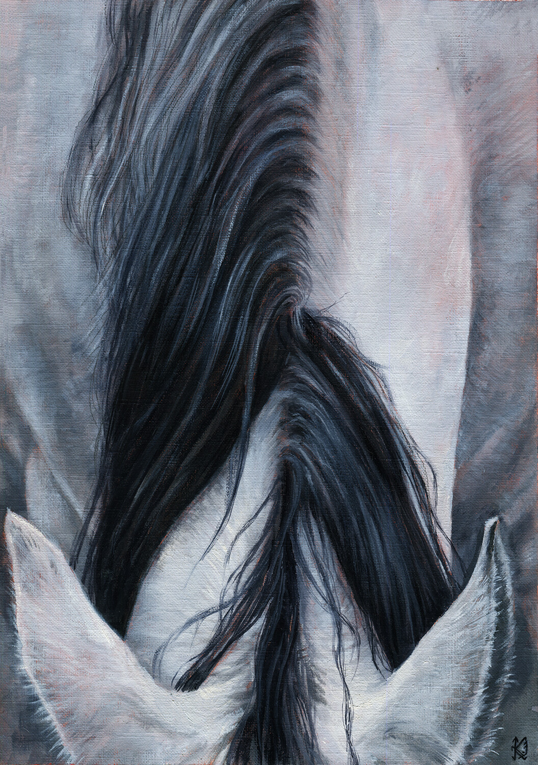 Black mane. Oil on paper A4