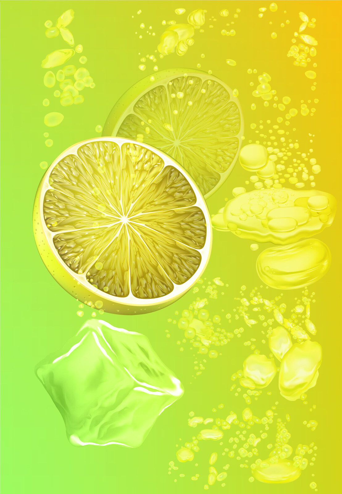 sparkling  lemon water vector illustration 